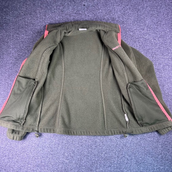 Columbia Fleece Jacket Womens Small Olive Green Full Zip Mock Neck Soft Layering - Picture 3 of 16